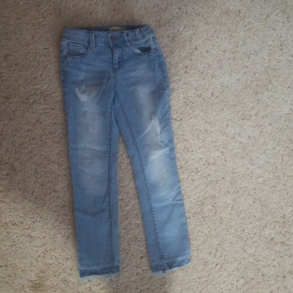 Faded Ankle Skinny Drop Hem Jeans